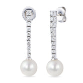 Diamond & Freshwater Pearl Dangle Earrings